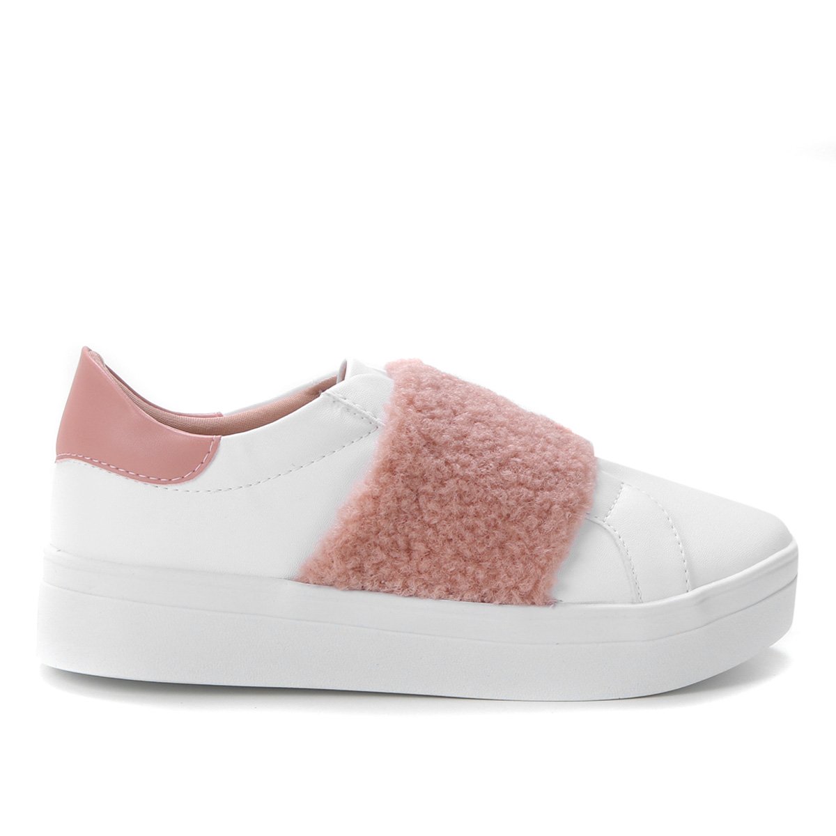 Slip On Somoda Pelúcia Feminino - Branco Menor preço em Slip On Somoda Pelúcia Feminino - Branco
