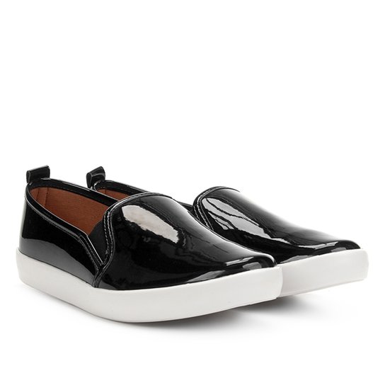 Slip On Somoda Verniz Feminino - Preto