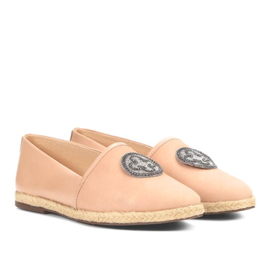 Slipper com Suede Capodarte Strass Feminino - Creme