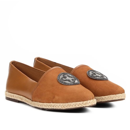 Slipper com Suede Capodarte Strass Feminino - Caramelo