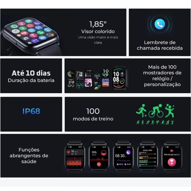 Smart Watch Masculino Feminino Haylou Watch 2 Pro Amoled Notificações Chamadas Bateria Longa Duração