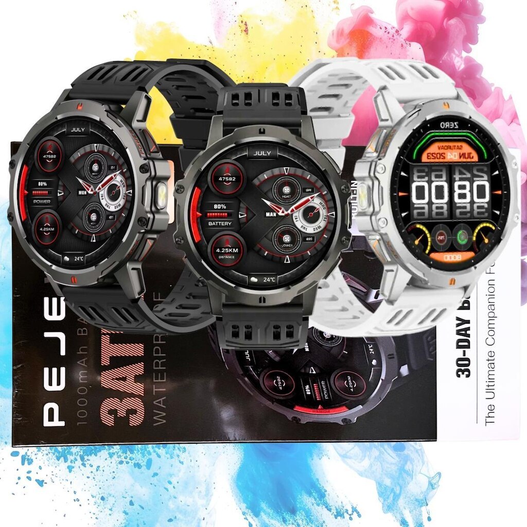 Smart Watch Relogio ZW15 Bateria Longa Duração Tatico Esportivo 3 ATM Lanterna Android iOS Bluetooth