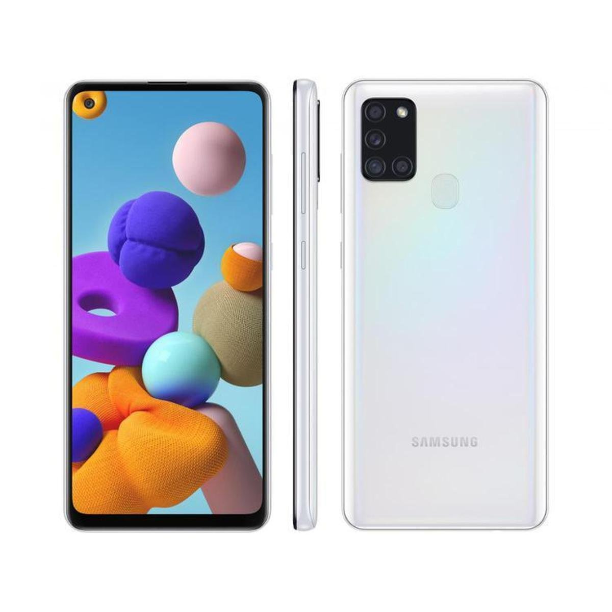 Smartphone Samsung Galaxy A21s 64GB 4G - 3GB RAM 6,5” Câm. Quádrupla + Selfie 13MP - Branco Menor preço em Smartphone Samsung Galaxy A21s 64GB 4G - 3GB RAM 6,5” Câm. Quádrupla + Selfie 13MP - Branco