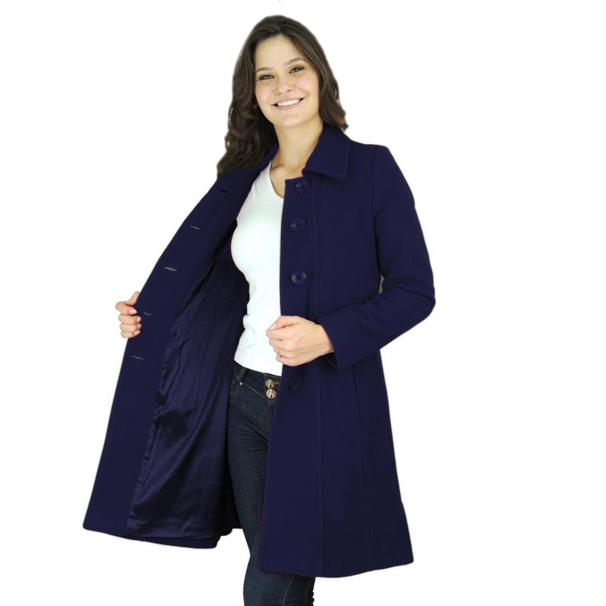 sobretudo feminino azul marinho
