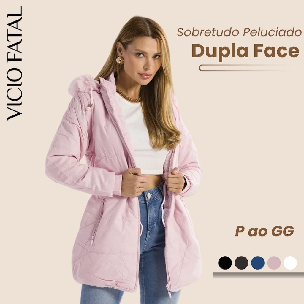 Sobretudo Feminino Peluciado Cintura Ajustável - Inverno Aconchegante Forrado.