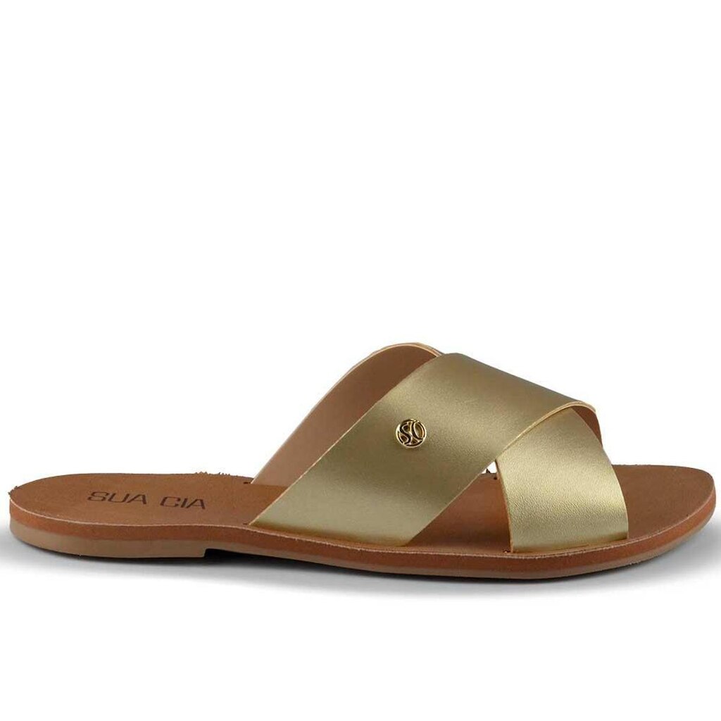 SUA CIA Sandália Rasteira Sua Cia Feminina 8395.16144 METAL LIGHT GOLD 35