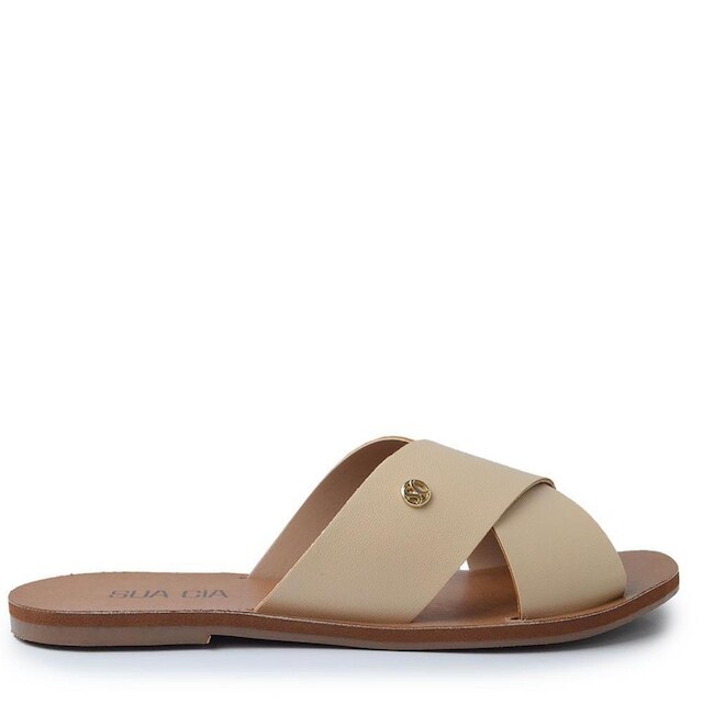 SUA CIA Sandália Rasteira Sua Cia Feminina 8395.16144 METAL LIGHT GOLD 35