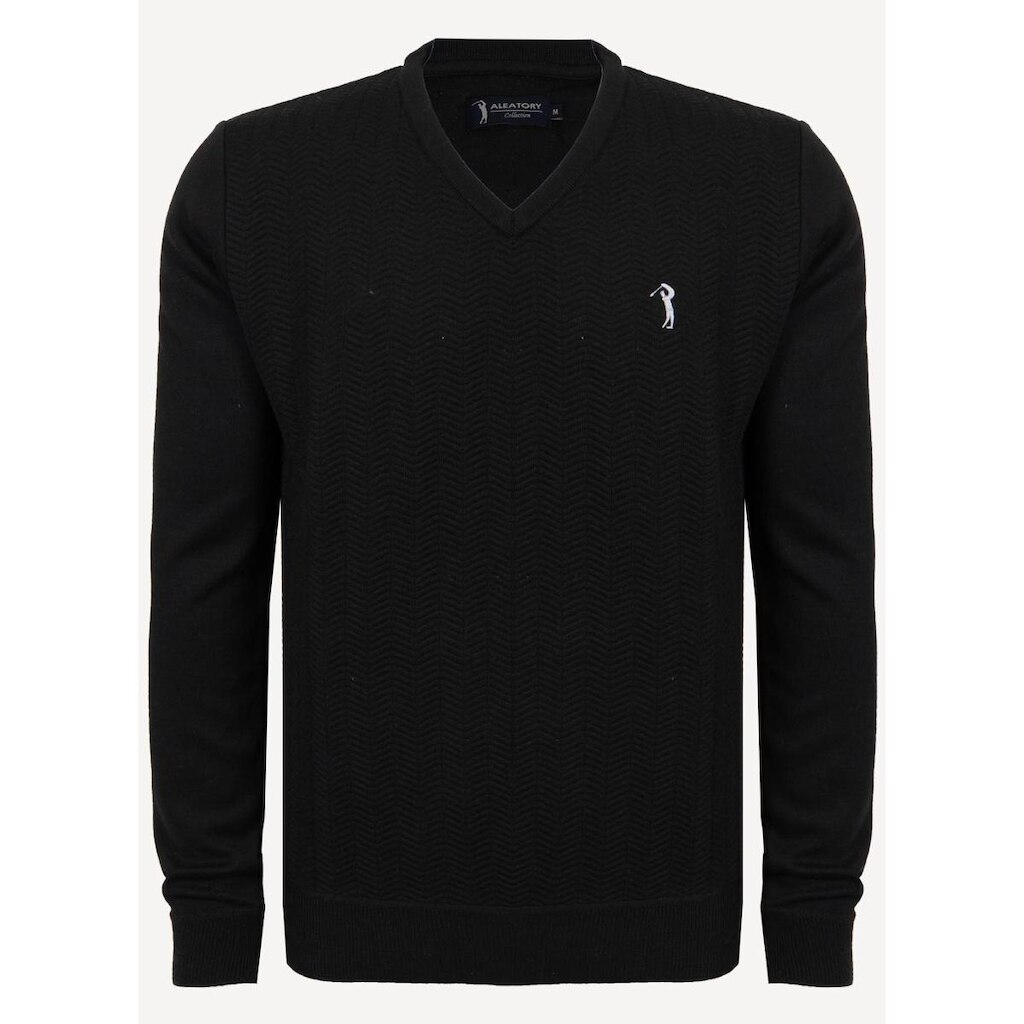 Suéter Aleatory Gola V Jacquard Preto