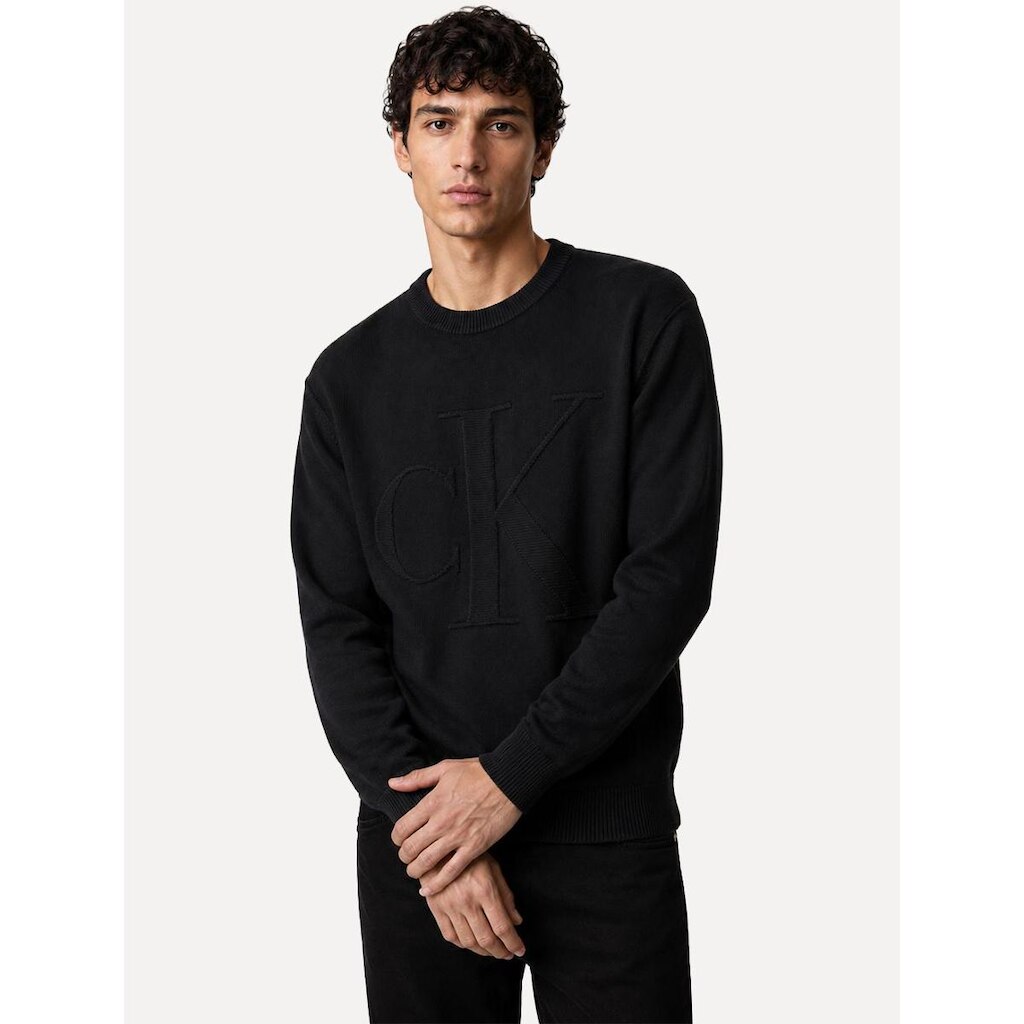 Suéter Calvin Klein Jeans Masculino Cotton Tricot Maxi CK Preto