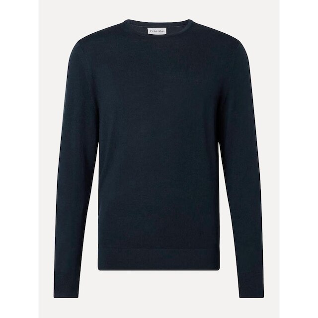 Suéter Calvin Klein Jeans Masculino Tricot Gola Careca Liso Azul Marinho