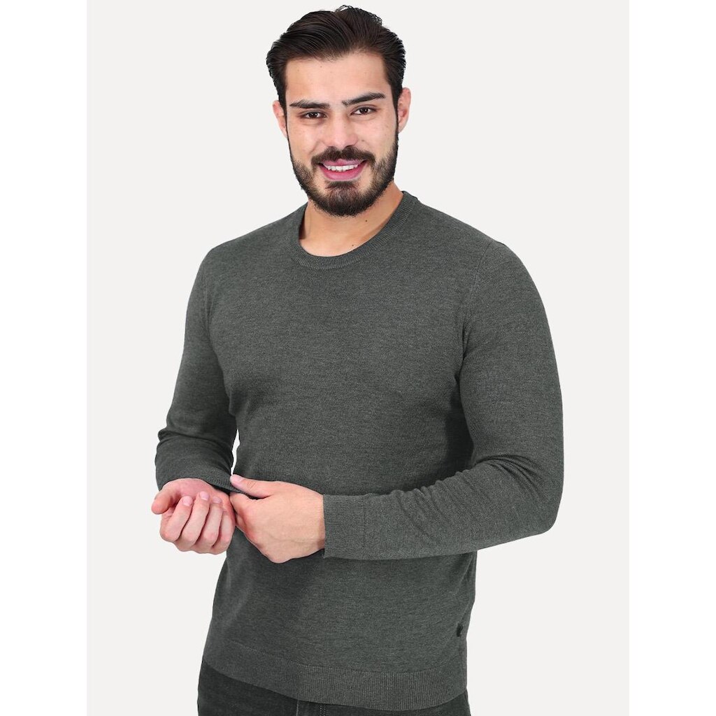 Suéter Calvin Klein Jeans Masculino Tricot Gola Careca Liso Chumbo CKJM802 984