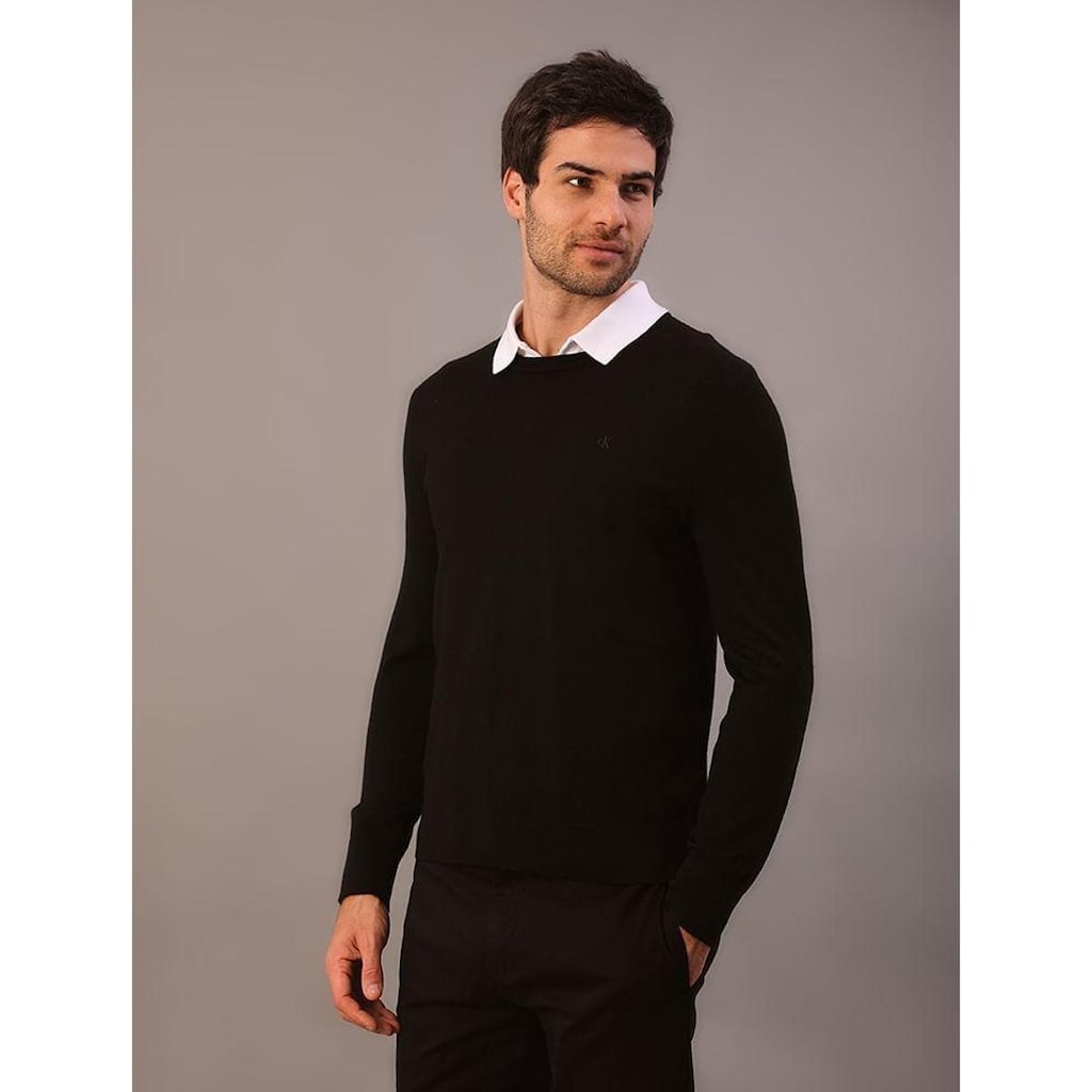Suéter Calvin Klein Manga Longa Extrafino Merino Blend