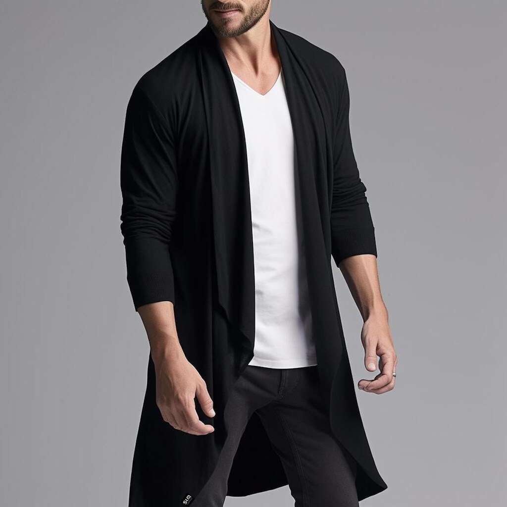 Suéter Cardigan Masculino Aberto Sobretudo Manga Longa Frio