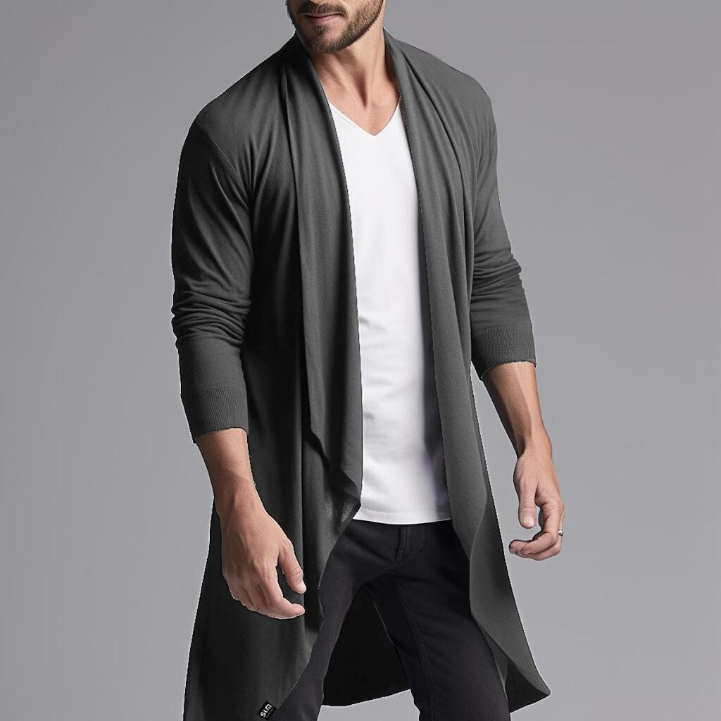 Suéter Cardigan Masculino Aberto Sobretudo Manga Longa Frio