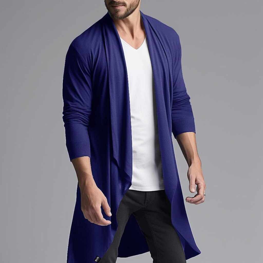 Suéter Cardigan Masculino Aberto Sobretudo Manga Longa Frio