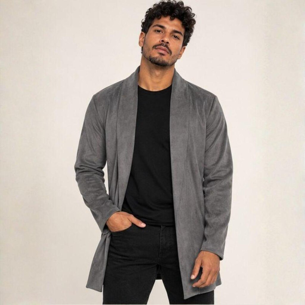 Suéter Cardigan Masculino Slim Fitness Blázer Sem Bolsos