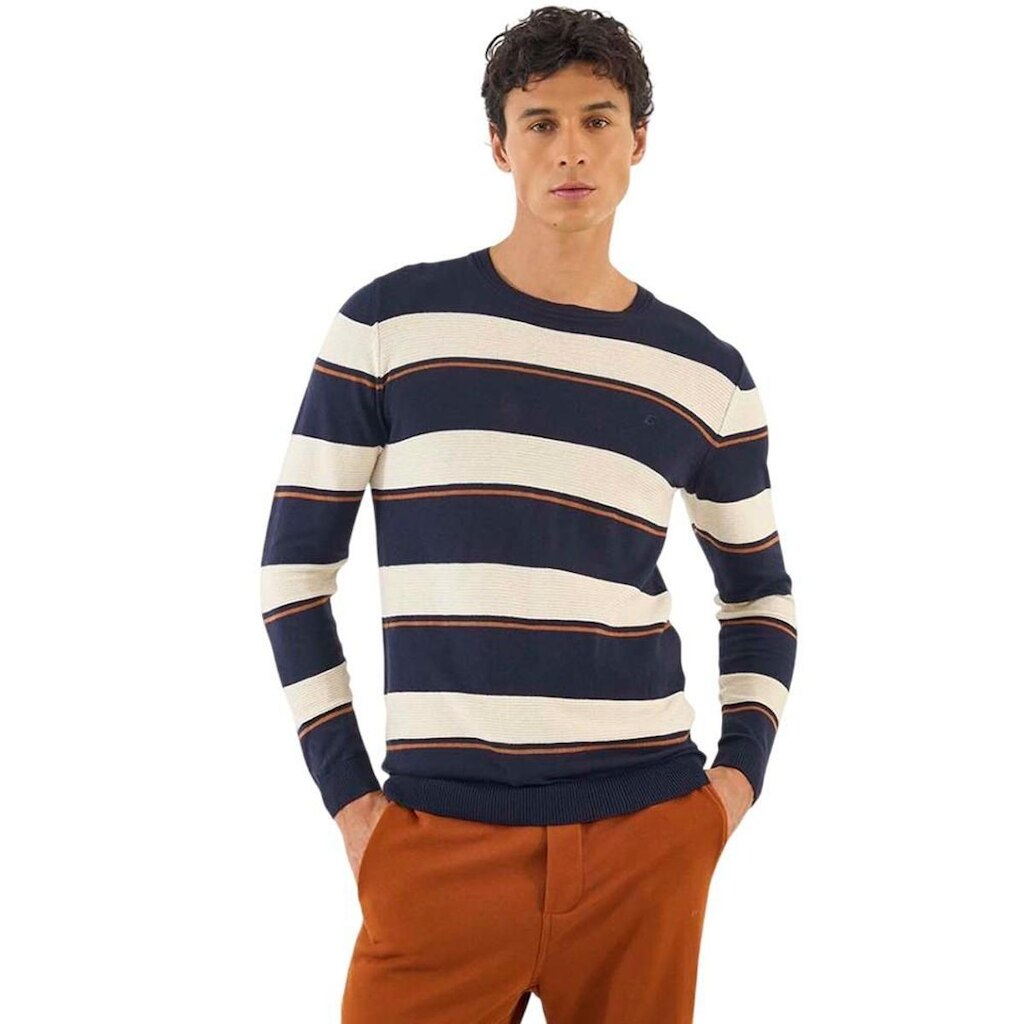 Suéter Colcci Tricô Azul Listrado Masculino