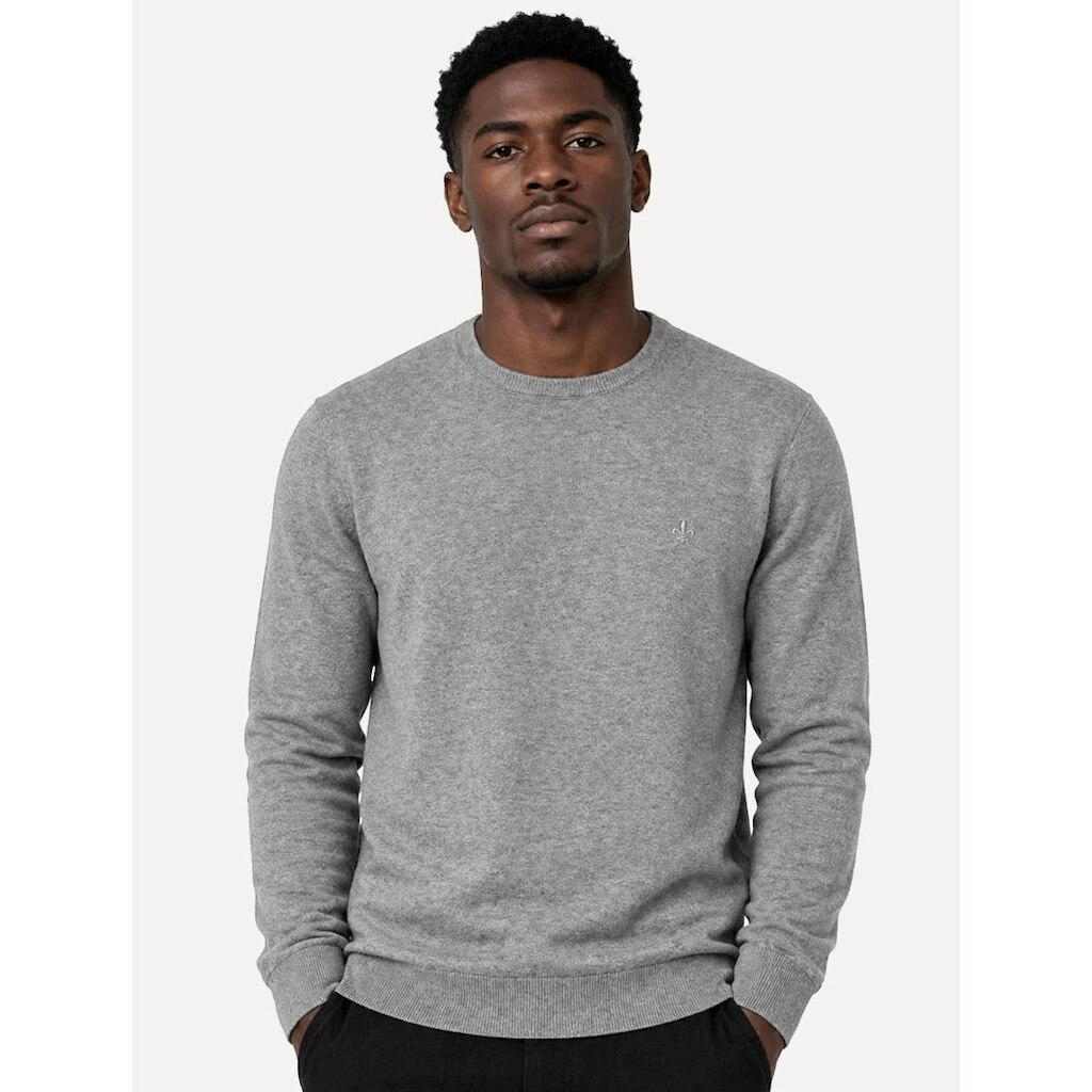 Suéter Dudalina Masculino Basico Tricot V-Neck Cotton Cinza Mescla Claro