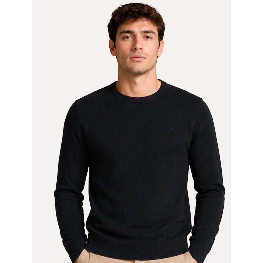Suéter Dudalina Masculino Tricot Crewneck Basico Azul Marinho
