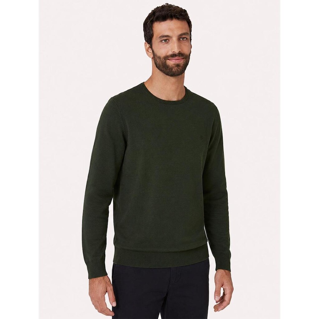 Suéter Dudalina Masculino Tricot Crewneck Básico Verde Militar