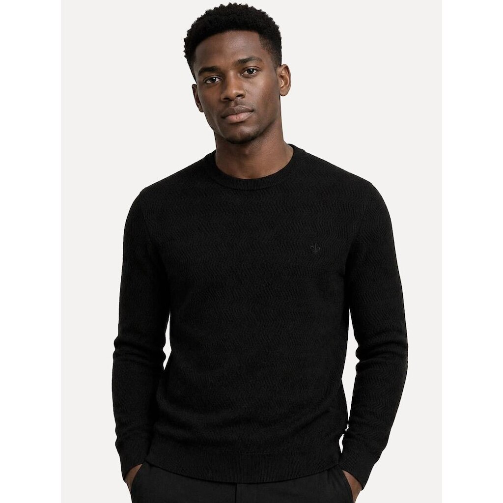 Suéter Dudalina Masculino Tricot Text Chevron Cotton Preto