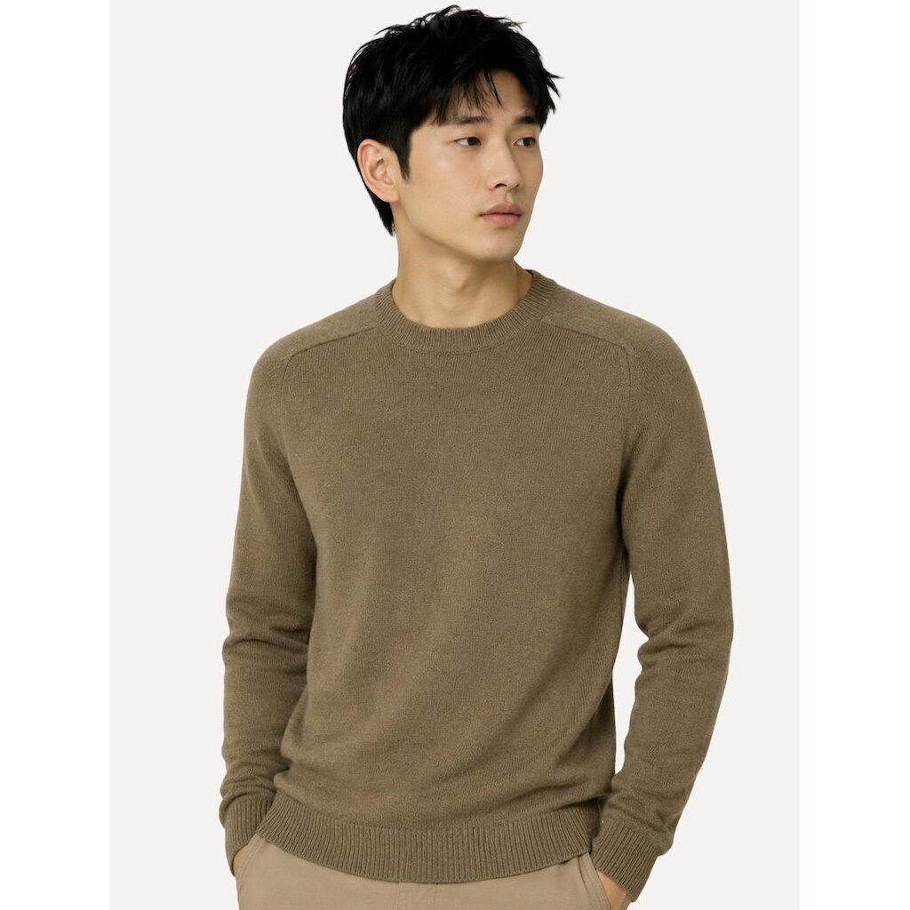 Suéter Dudalina Masculino Tricot Textura Rustic Cáqui Médio