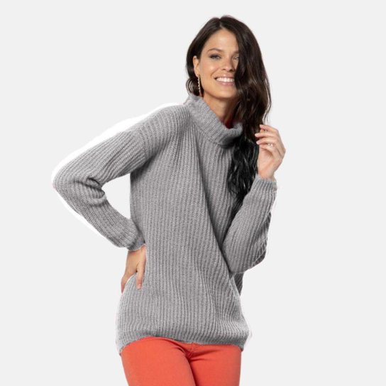 Suéter Ernest Tricot Gola Alta - Cinza