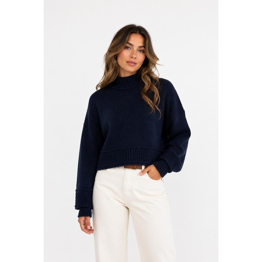 Suéter Feminino D Bell Outlet Fashion Gola Azul Marinho