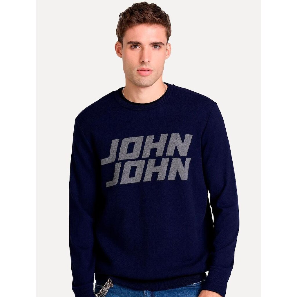 Suéter John John Masculino Regular Fit Tricot Enjoying Azul Marinho
