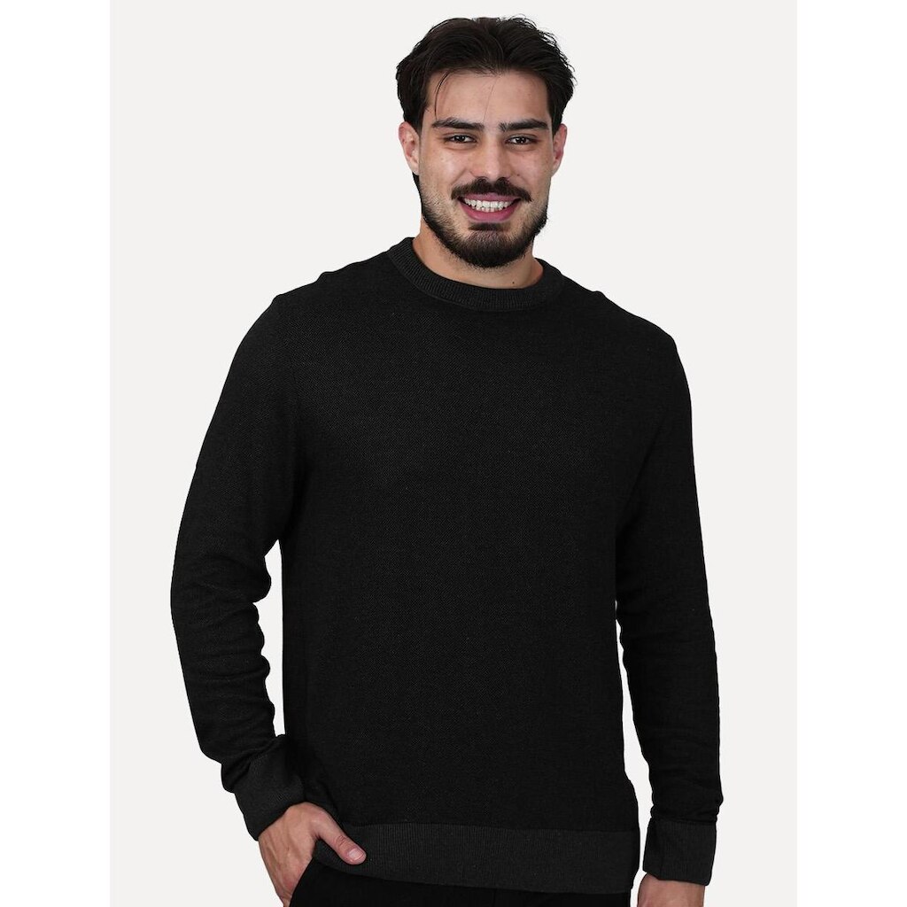Suéter John John Masculino Regular Fit Tricot Smooth Cinza Escuro