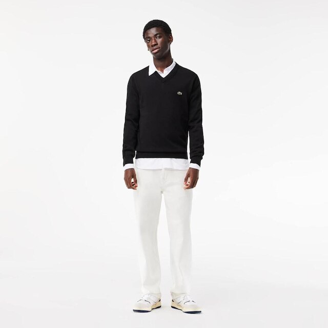 Suéter Lacoste de Algodão Orgânico com Gola V Masculino