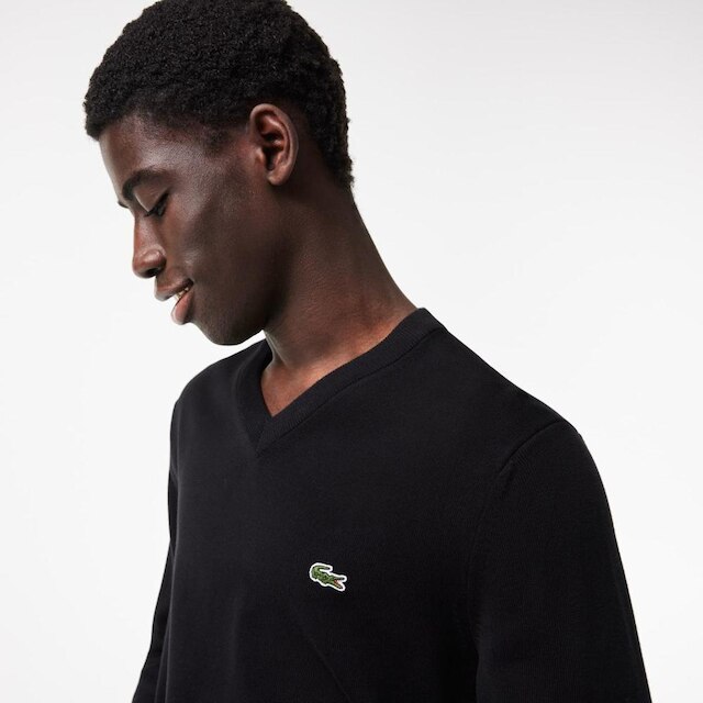 Suéter Lacoste de Algodão Orgânico com Gola V Masculino