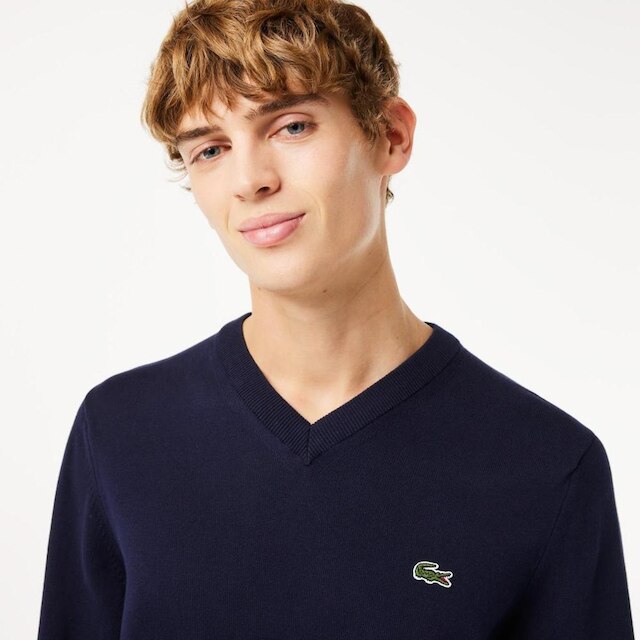 Suéter Lacoste de Algodão Orgânico com Gola V Masculino
