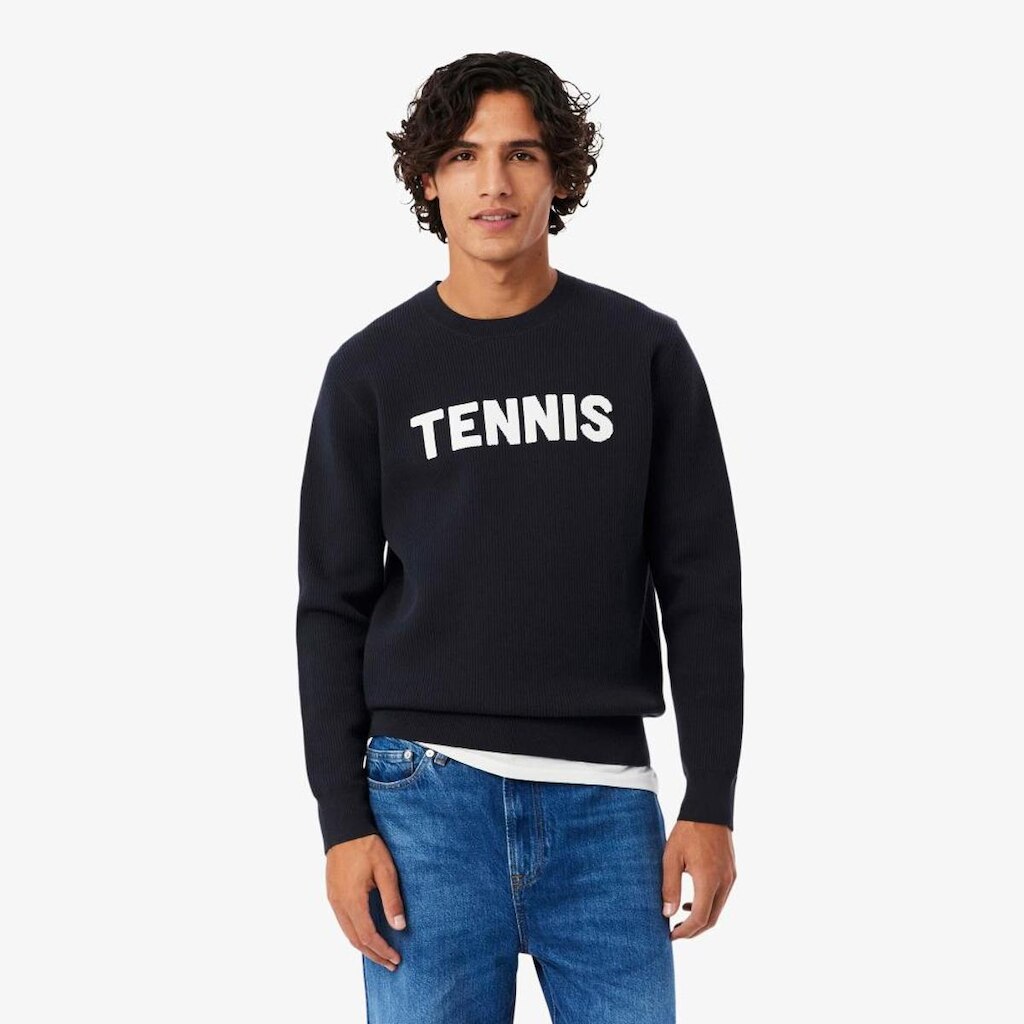 Suéter Lacoste Gola Careca Em Jacquard De Tênis Masculino