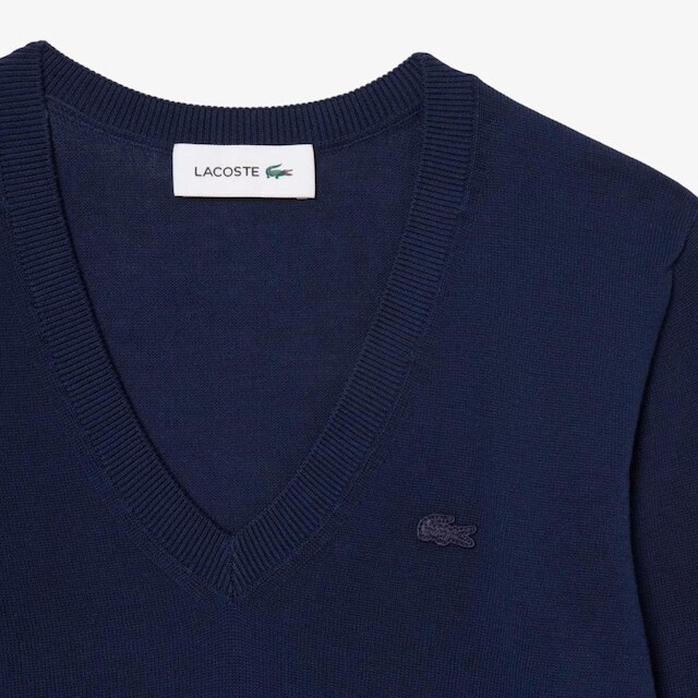 Suéter Lacoste  Tricotado Sem Costura com Decote em V Feminino