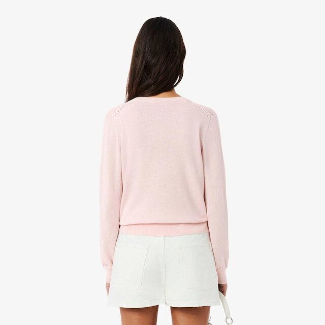 Suéter Lacoste Tricotado Sem Costura com Decote em V Feminino