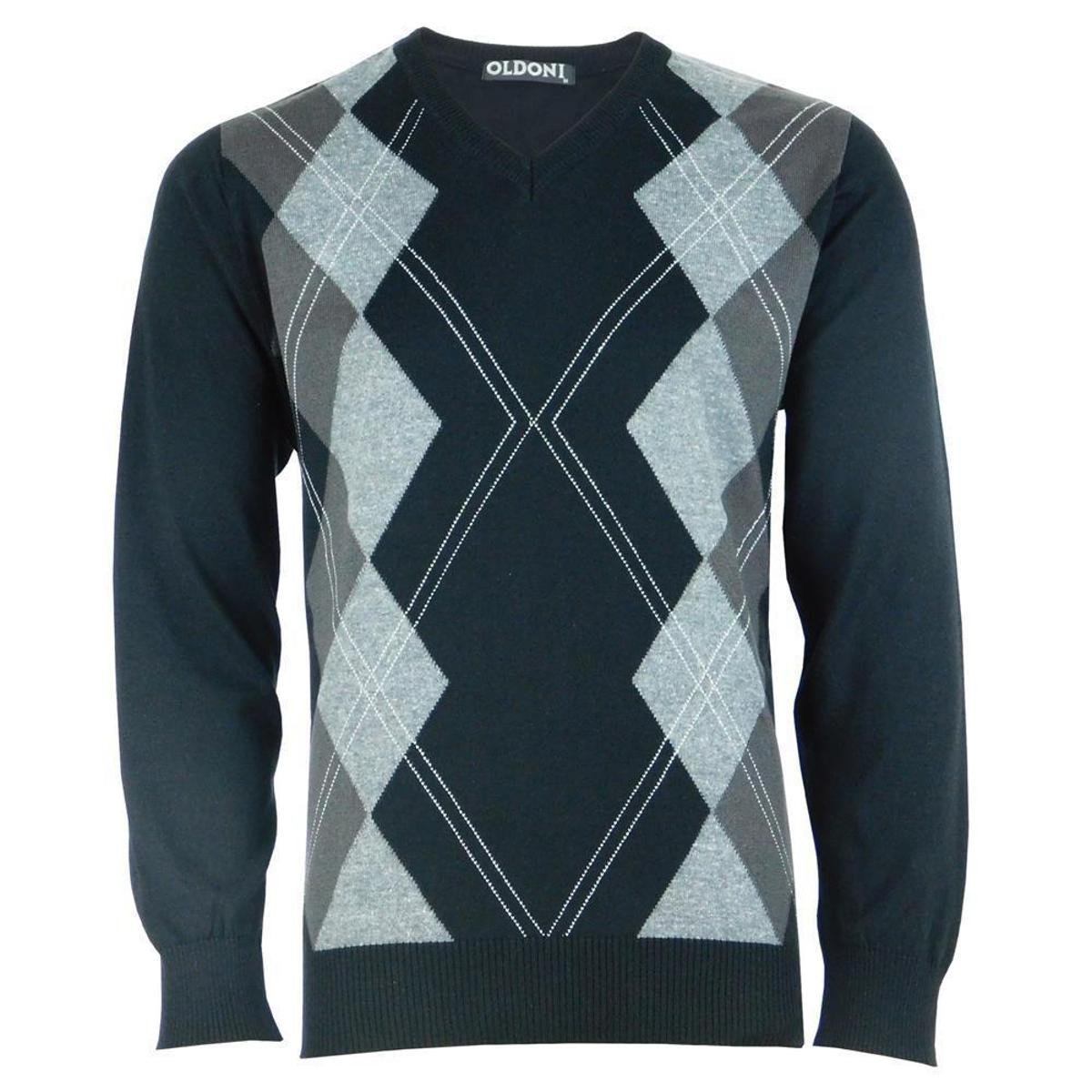 Suéter Masculino Malha Estampada Gola V Conforto Casual - Preto Menor preço em Suéter Masculino Malha Estampada Gola V Conforto Casual - Preto