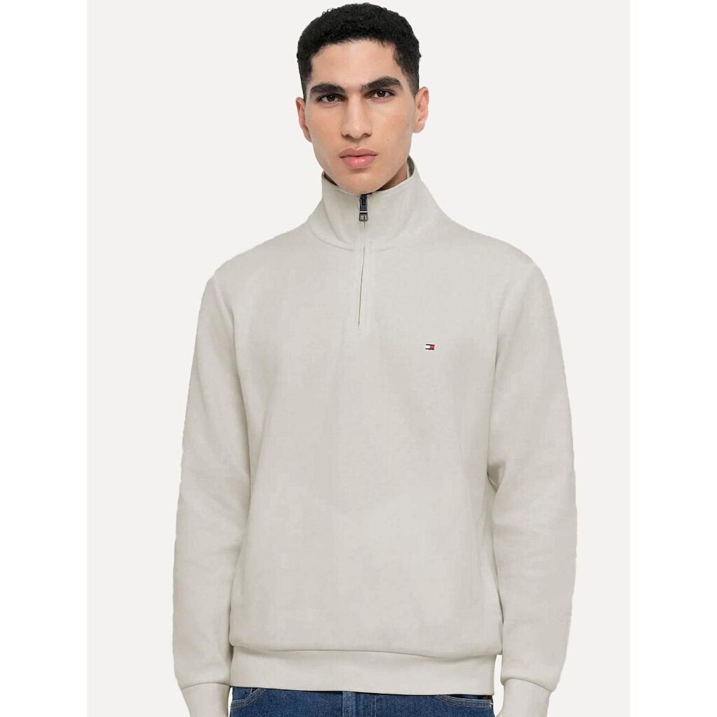 Suéter Tommy Hilfiger Masculino Essential Cotton Half Zip Mock Areia