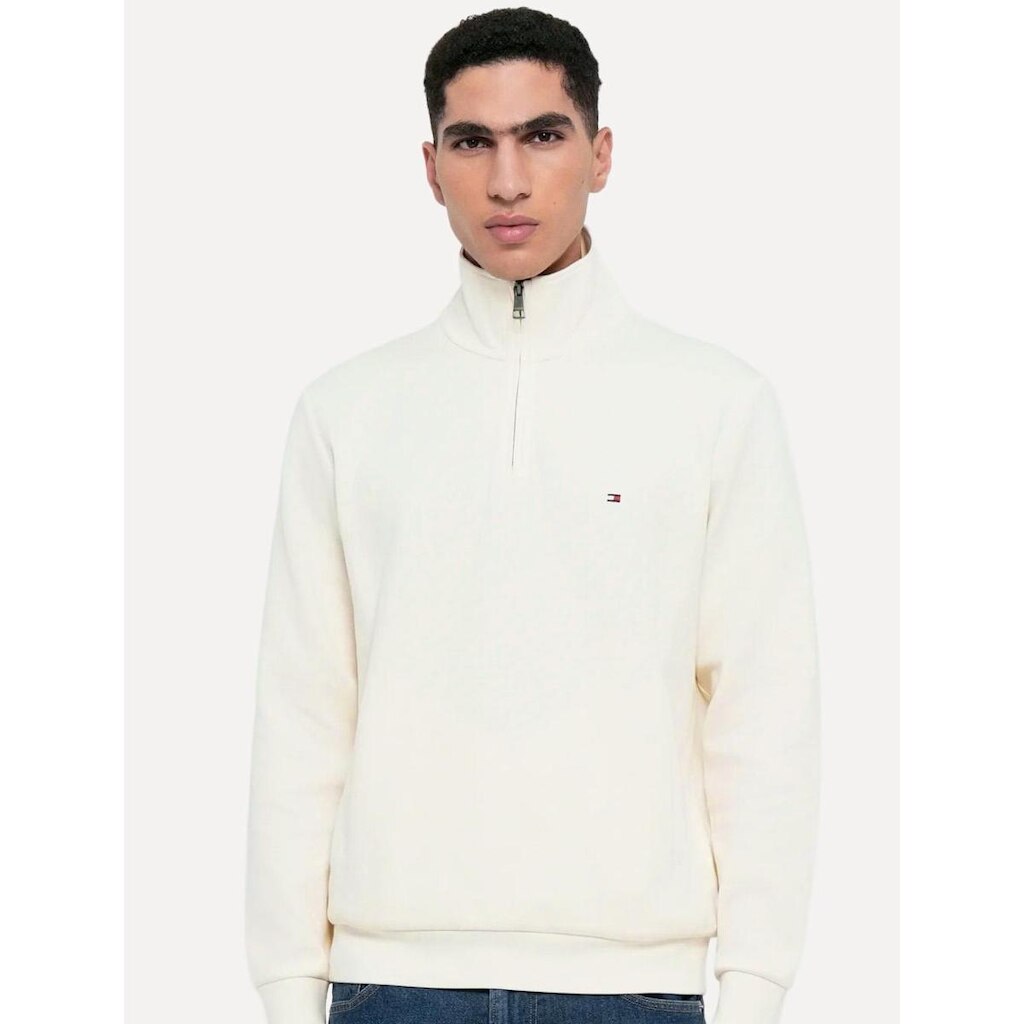 Suéter Tommy Hilfiger Masculino Essential Cotton Half Zip Mock Off White