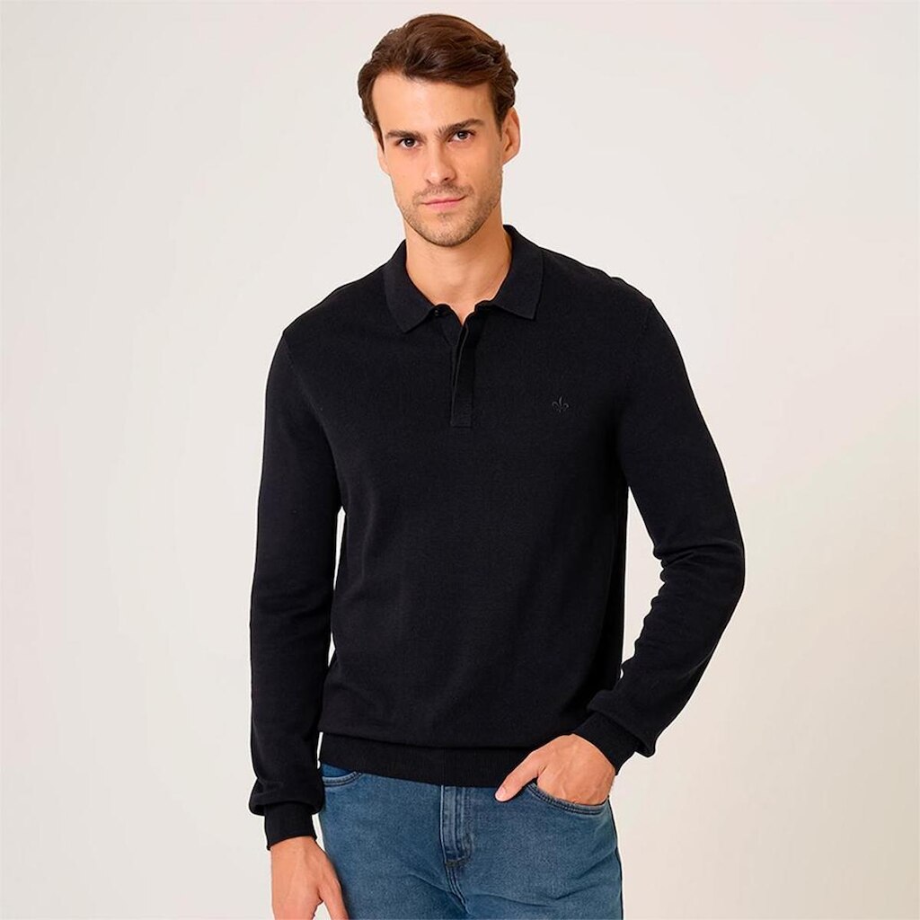Suéter Tricot Dudalina Gola Polo Masculino