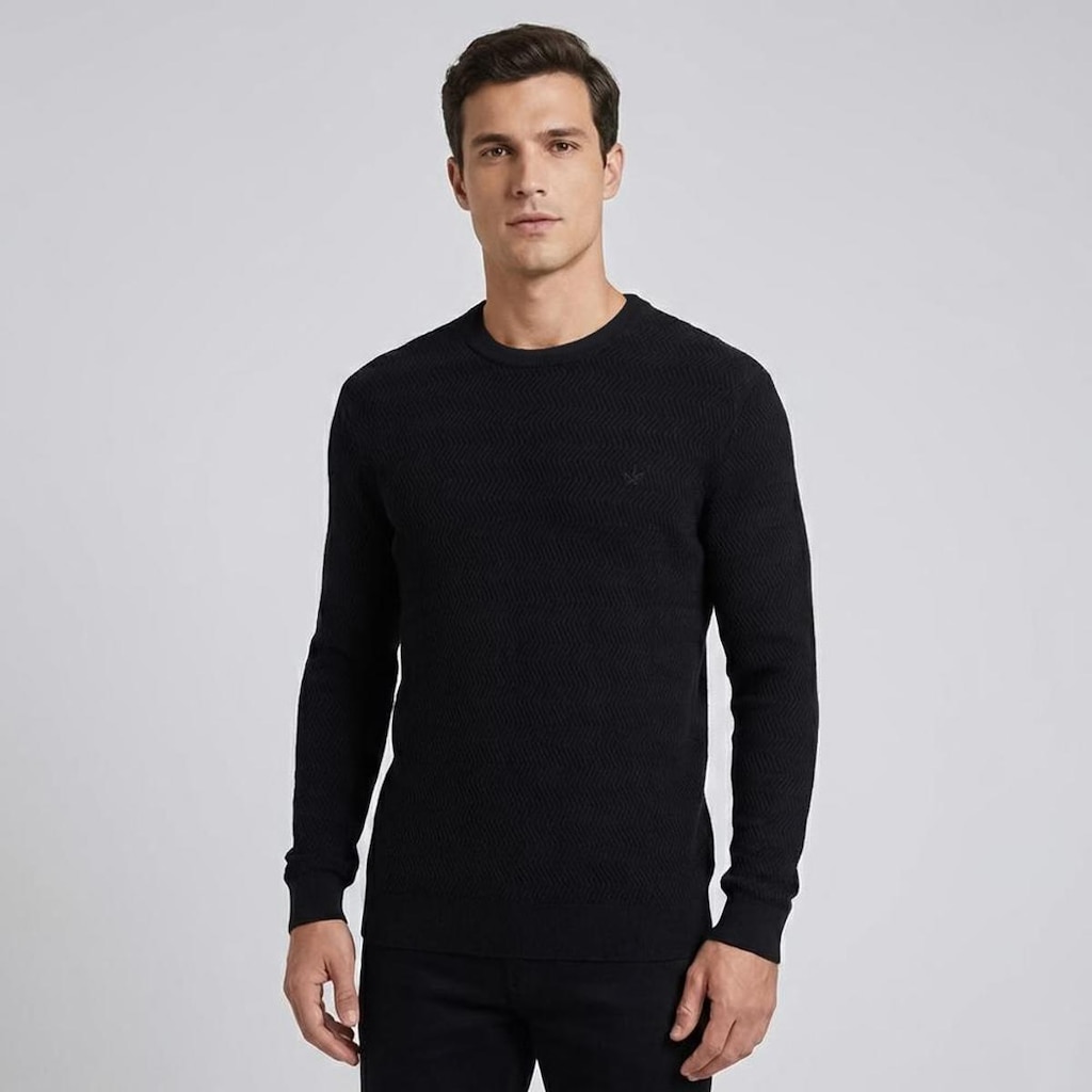 Suéter Tricot Dudalina Text Chevron Masculino