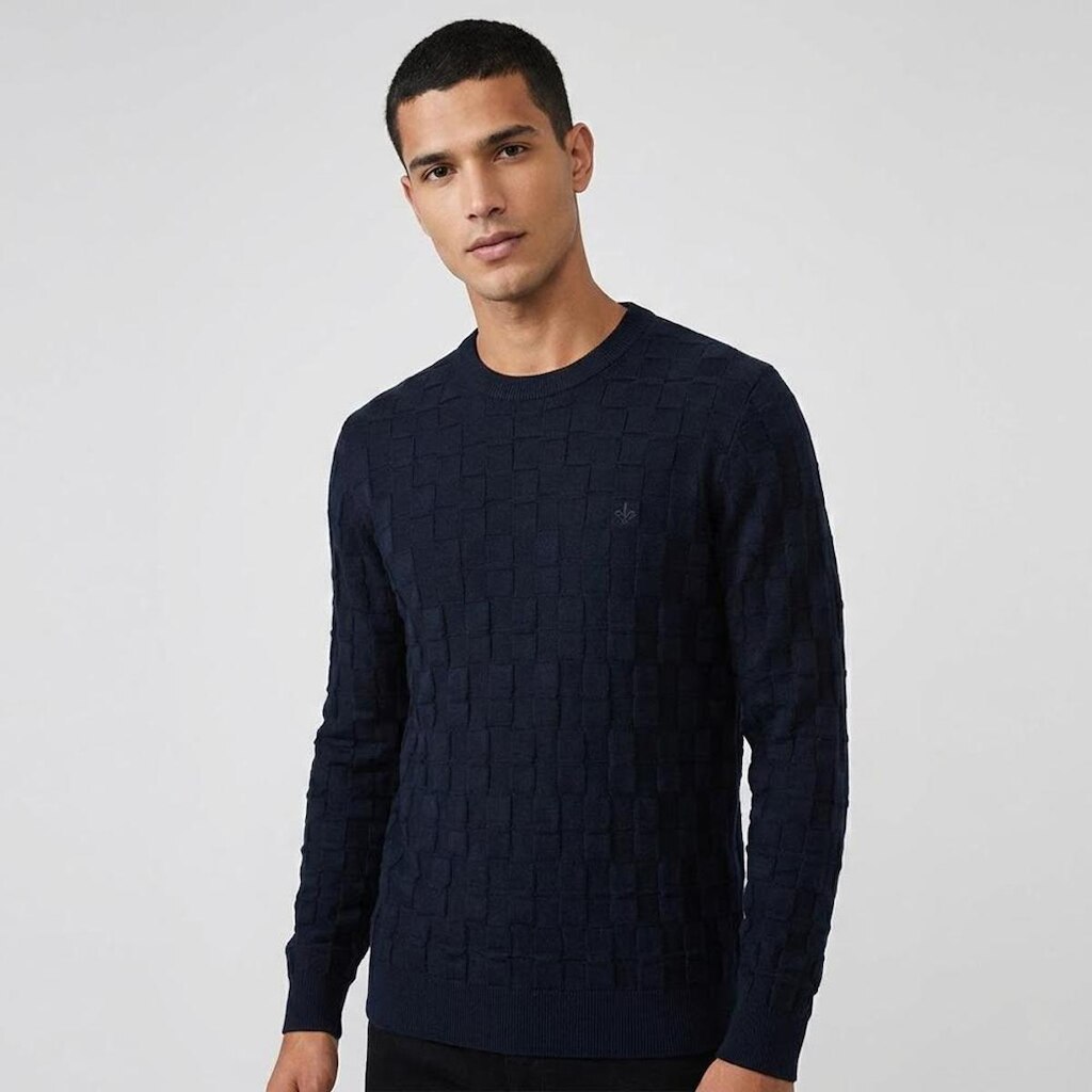 Suéter Tricot Dudalina Text Geometric Masculino