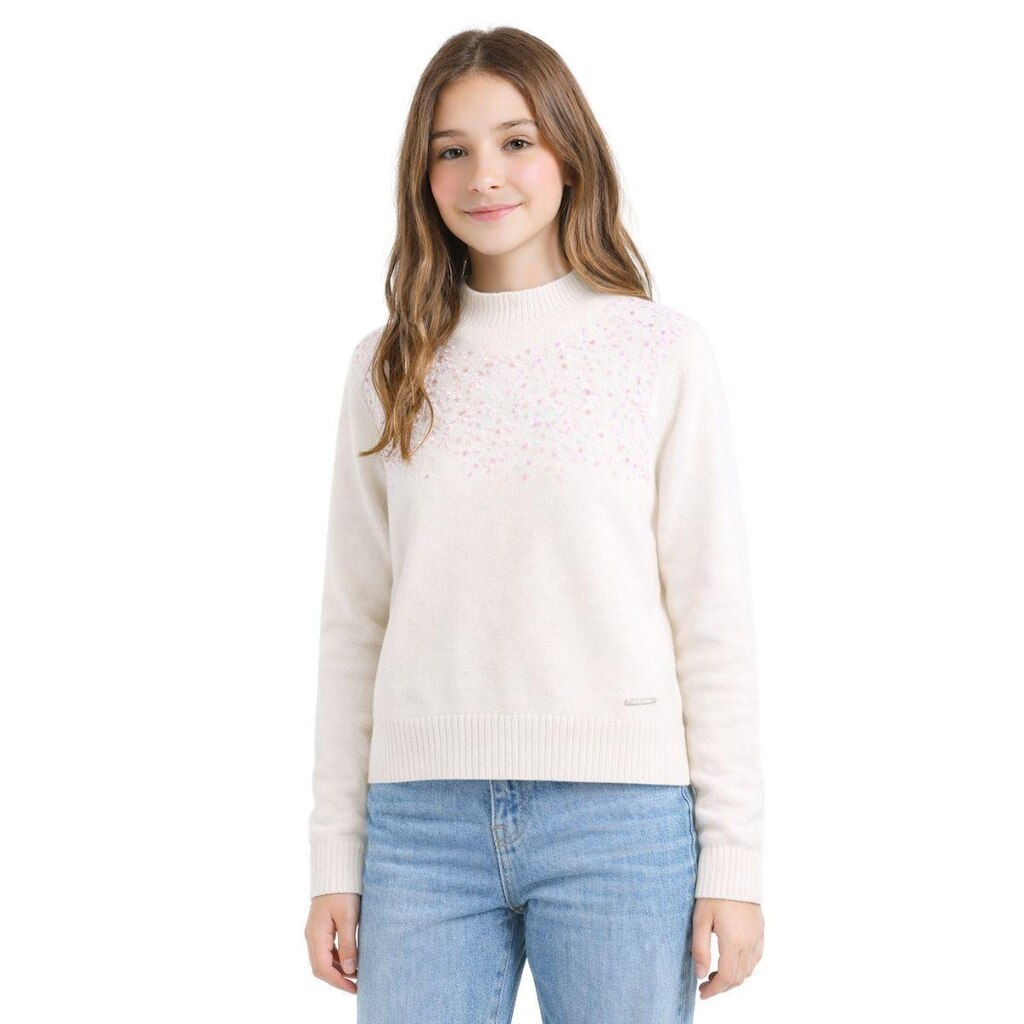 SUÉTER TRICOT MENINA COM LANTEJOULAS - CARINHOSO