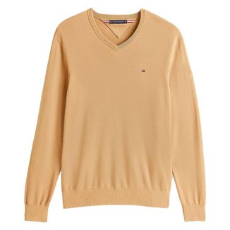 Suéter Tricot Tommy Hilfiger Signature Gola V Azul