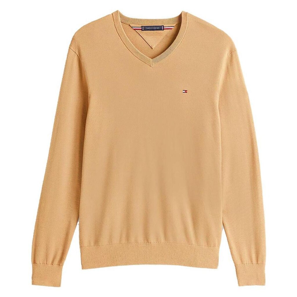 Suéter Tricot Tommy Hilfiger Signature Gola V Vermelho
