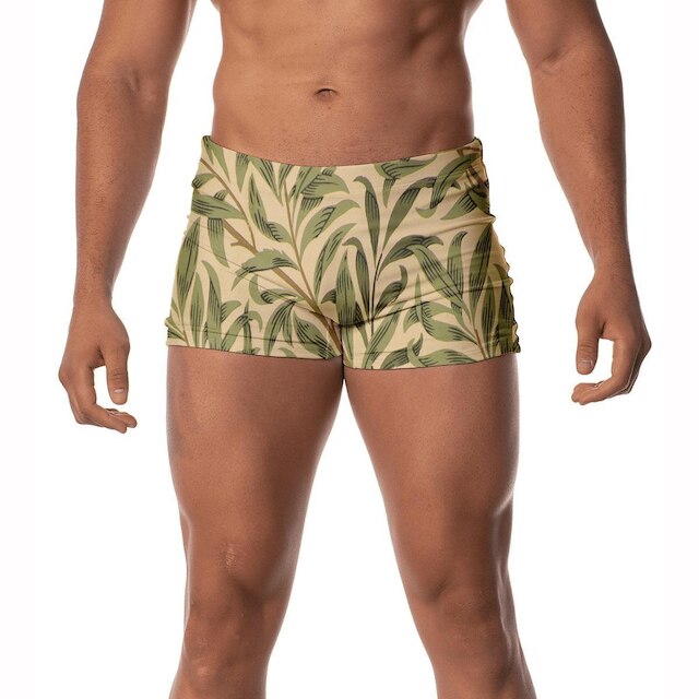 Sunga Box Estampada Folhas Masculina Moda Praia Piscina