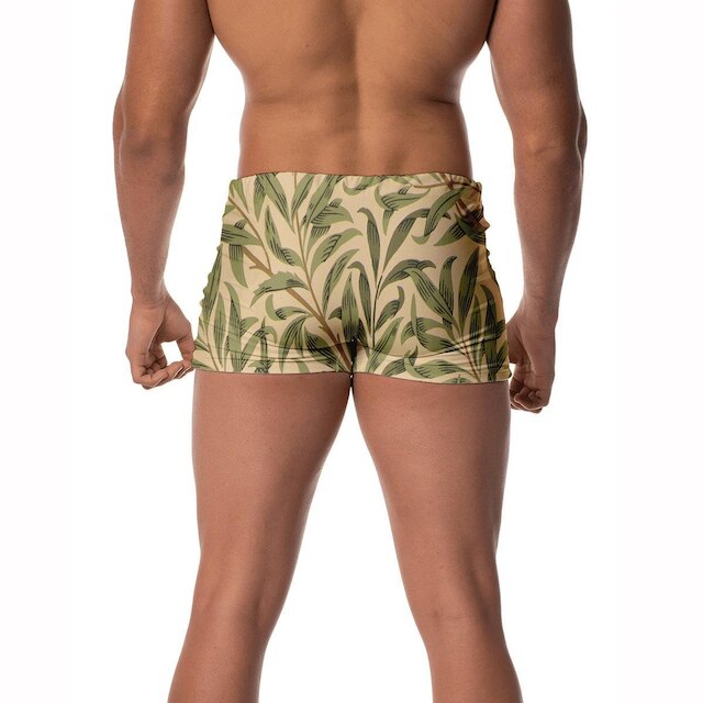 Sunga Box Estampada Folhas Masculina Moda Praia Piscina