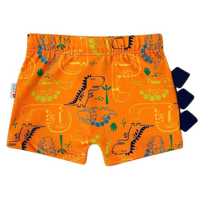 Sunga Boxer Infantil Proteção UV Dinossauros Laranja Tip Top