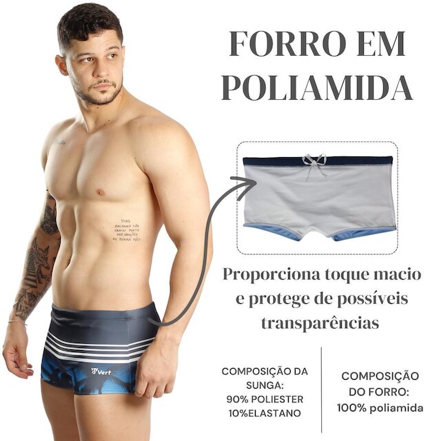 Sunga Boxer Larga Estampada Adulto Piscina e Praia
