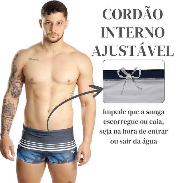 Sunga Boxer Larga Estampada Adulto Piscina e Praia